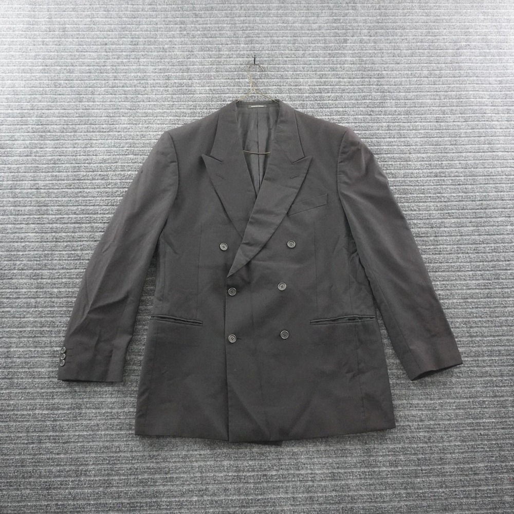 Vintage 90s Yves Saint Laurent Blazer Mens 42 Black Double Breasted Jacket Wool